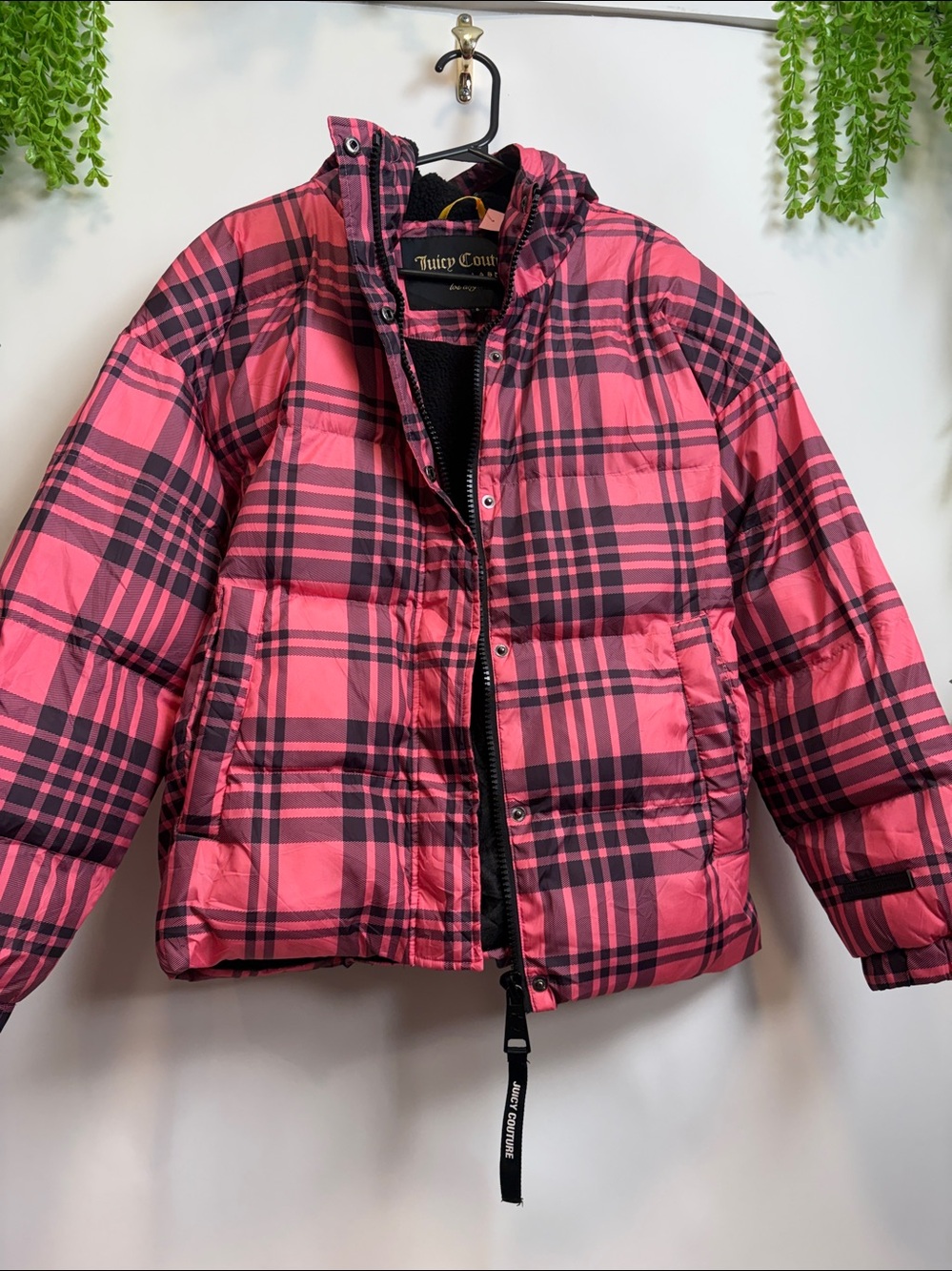 Juicy Couture Black Label Pink and Black Plaid Jacket
